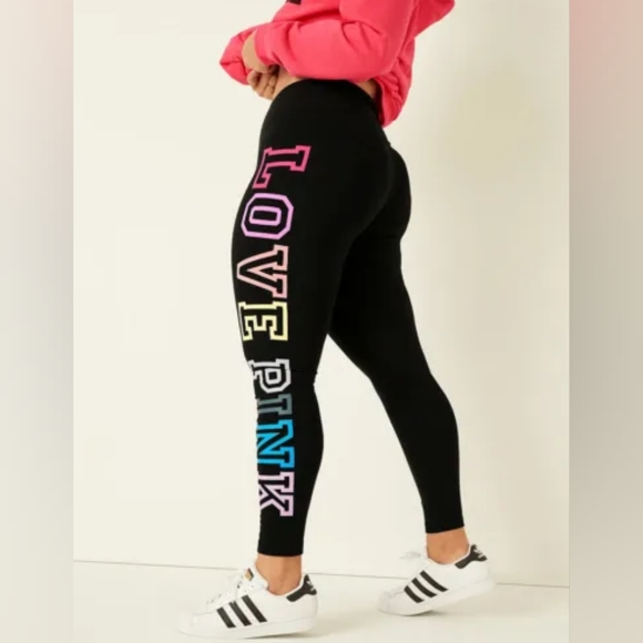PINK Victoria's Secret HighWaisted Cotton Logo Leggings (size M) - Picture 2 of 3